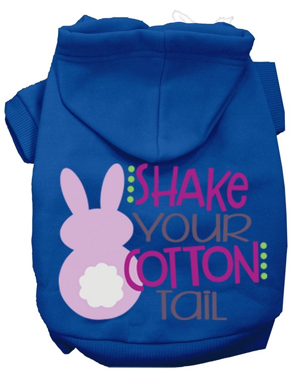 Shake Your Cotton Tail Screen Print Dog Hoodie Blue XS